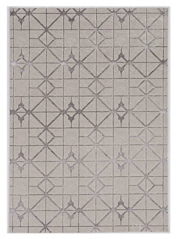 5' X 8' Ivory And Silver Geometric Area Rug