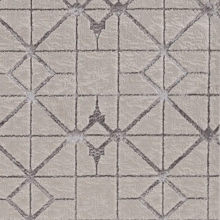 5' X 8' Ivory And Silver Geometric Area Rug