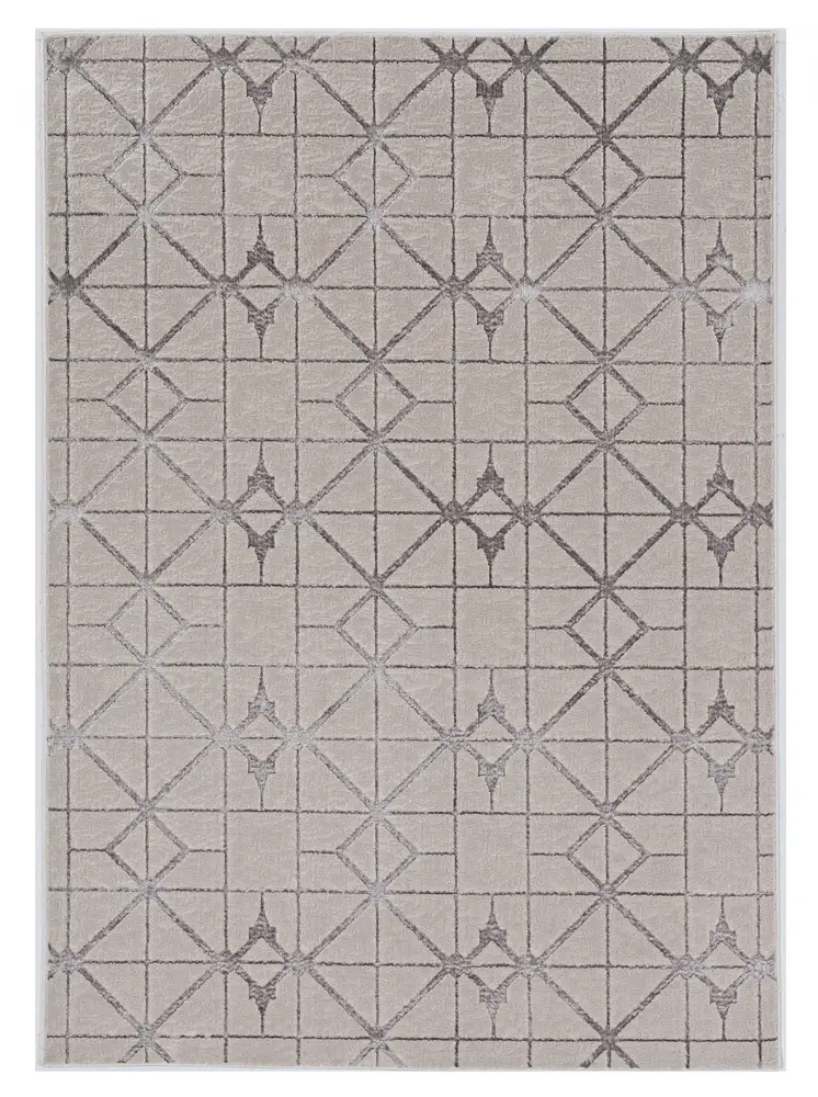 5' X 8' Ivory And Silver Geometric Area Rug