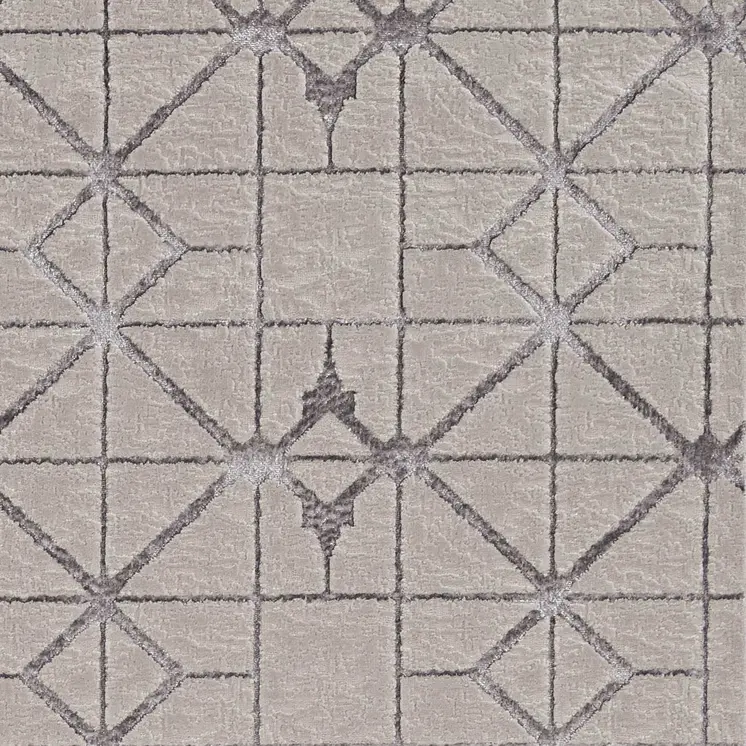 7' X 10' Ivory And Silver Geometric Area Rug