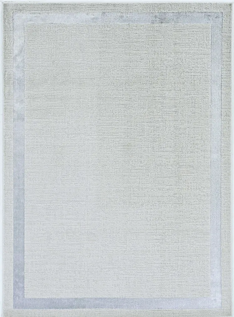 5' X 8' Ivory And Silver Geometric Area Rug