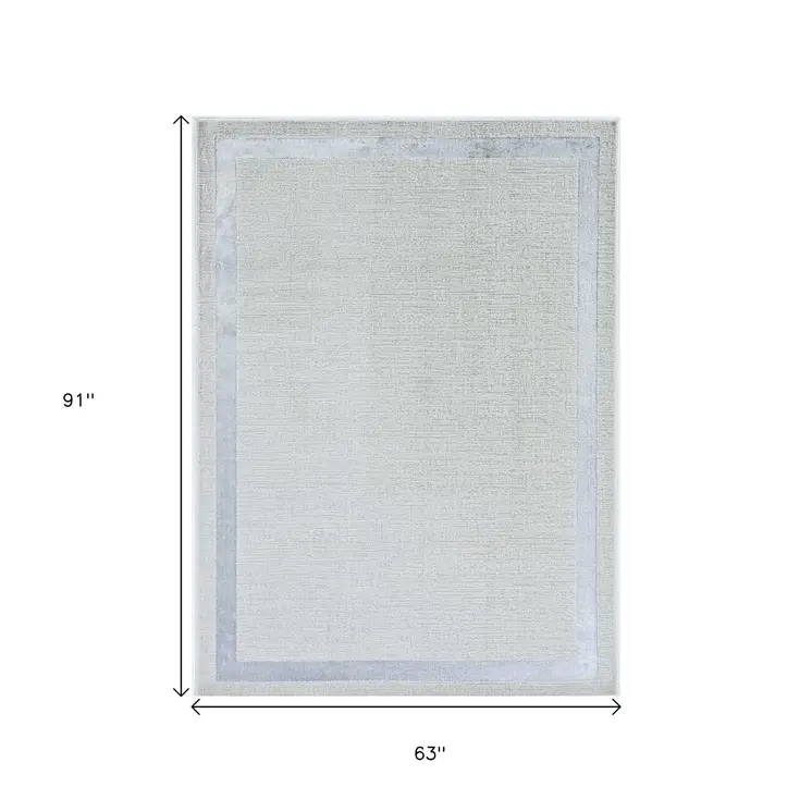 5' X 8' Ivory And Silver Geometric Area Rug