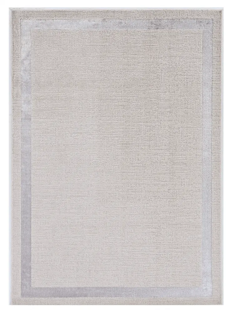 7' X 10' Ivory And Silver Area Rug