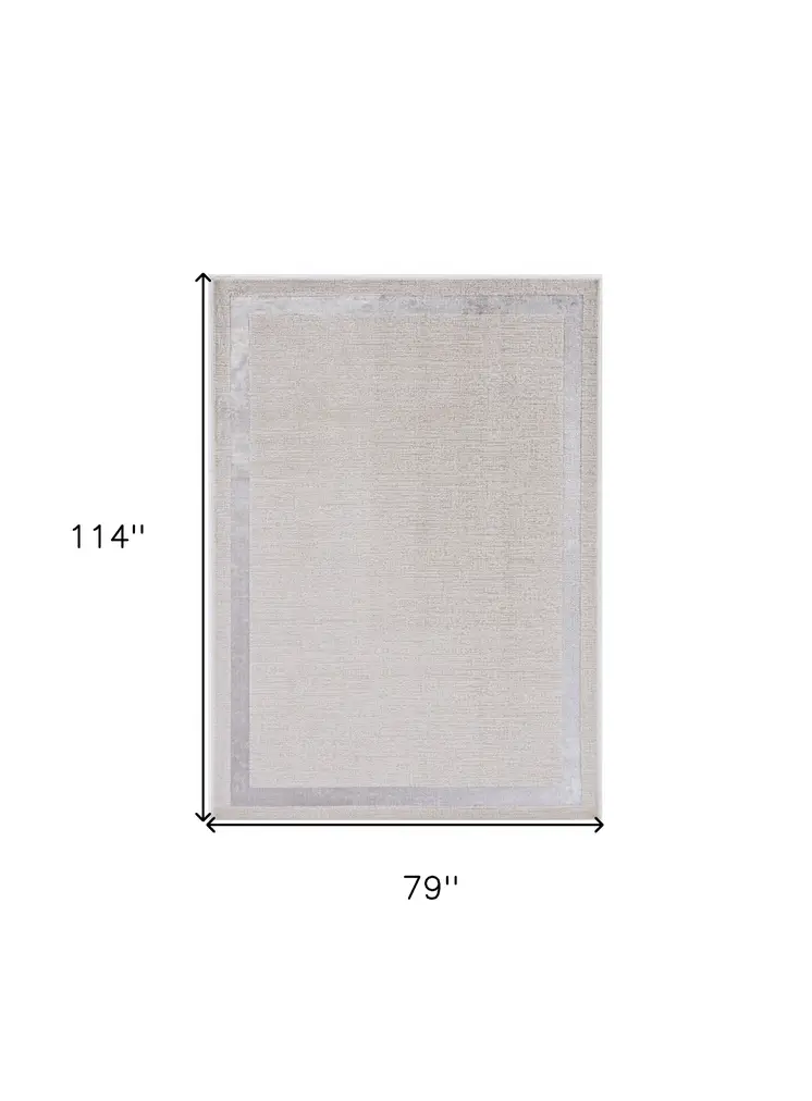 7' X 10' Ivory And Silver Area Rug