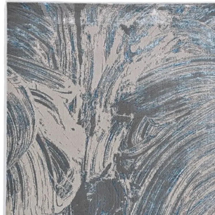 3' X 5' Silver Or Blue Abstract Brushstrokes Area Rug