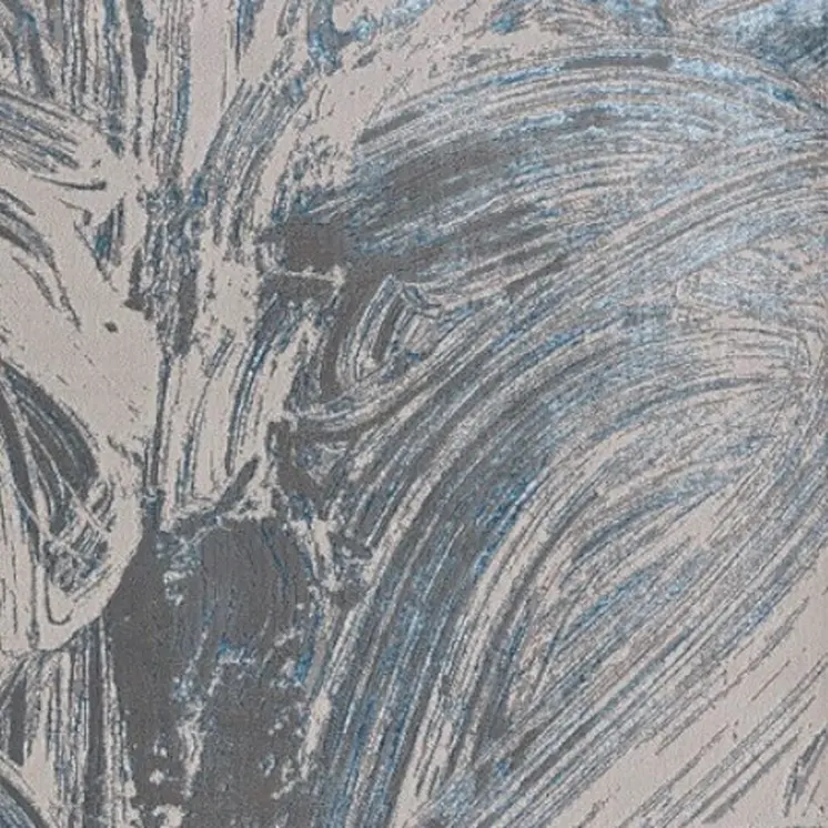 3' X 5' Silver Or Blue Abstract Brushstrokes Area Rug