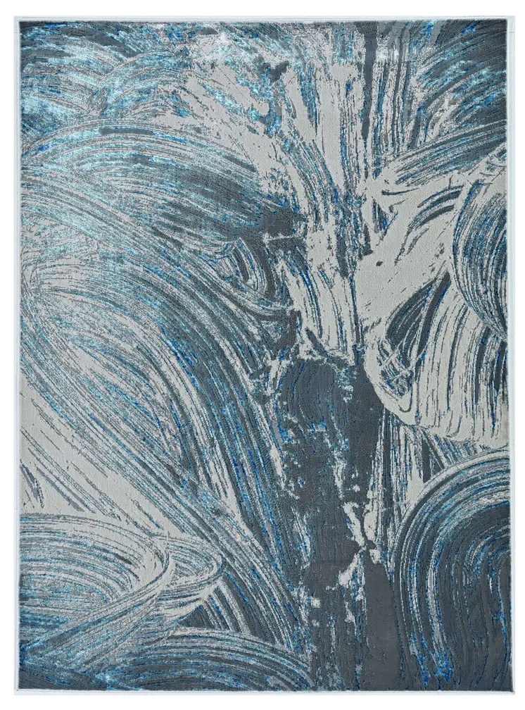10' X 13' Blue And Silver Abstract Area Rug
