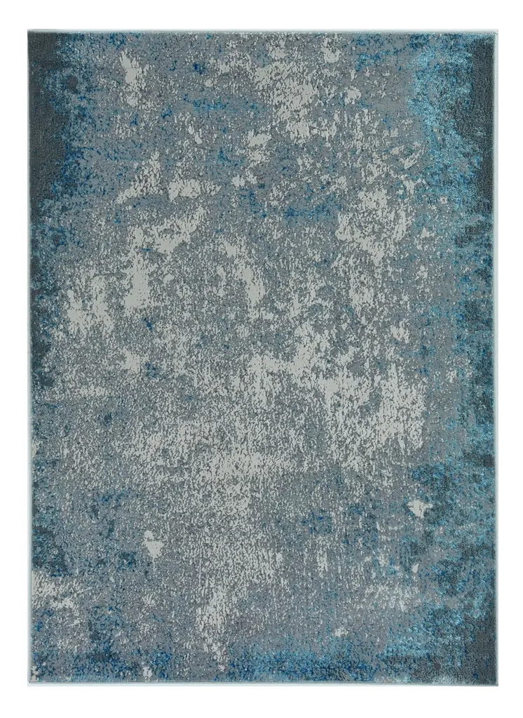 8' X 11' Blue and Silver Abstract Area Rug