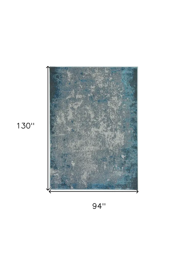 8' X 11' Blue and Silver Abstract Area Rug