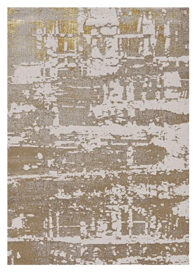 7' X 10' Ivory And Gold Abstract Area Rug