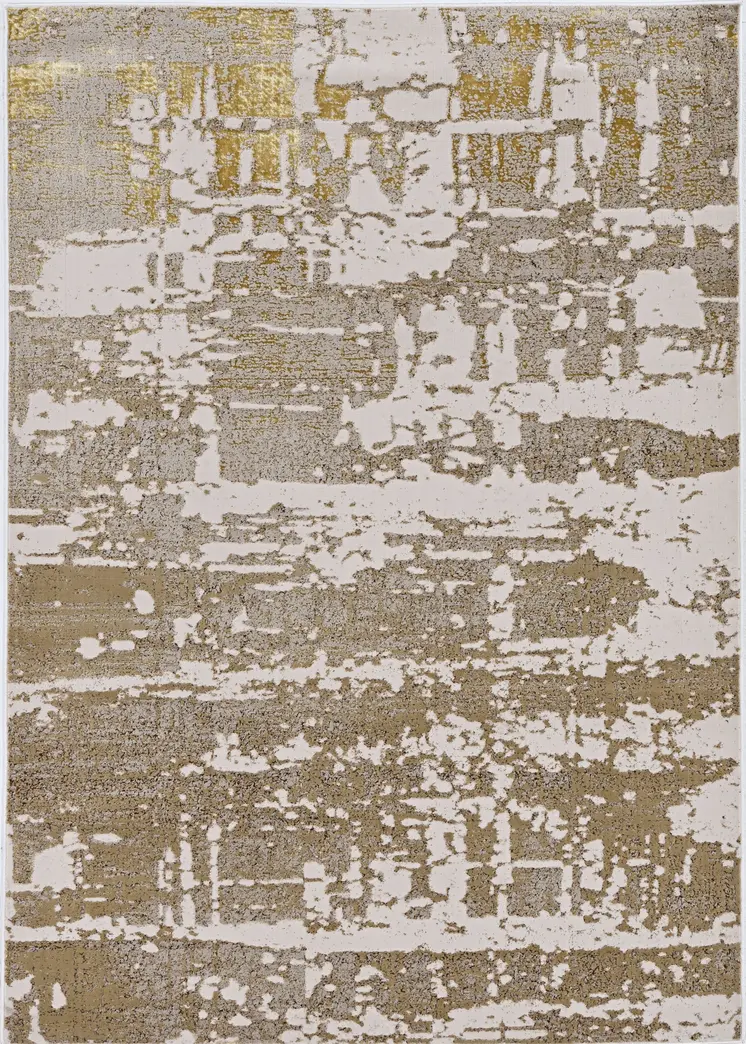 10' X 13' Ivory Gold Machine Woven Abstract Indoor Area Rug
