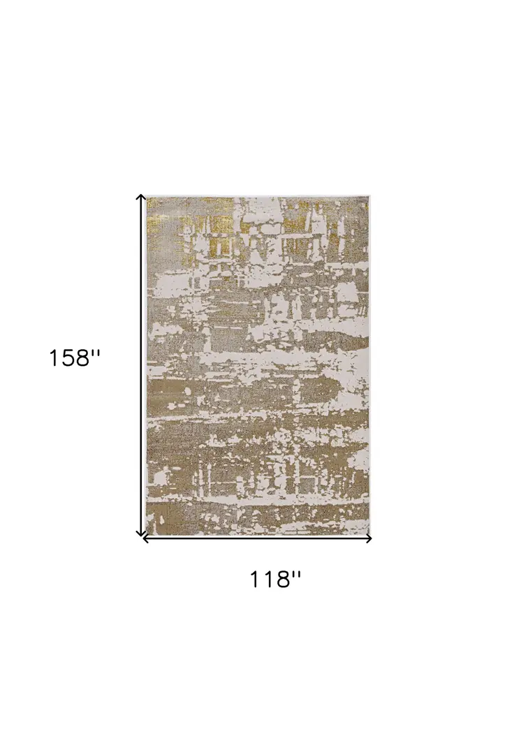 10' X 13' Ivory Gold Machine Woven Abstract Indoor Area Rug