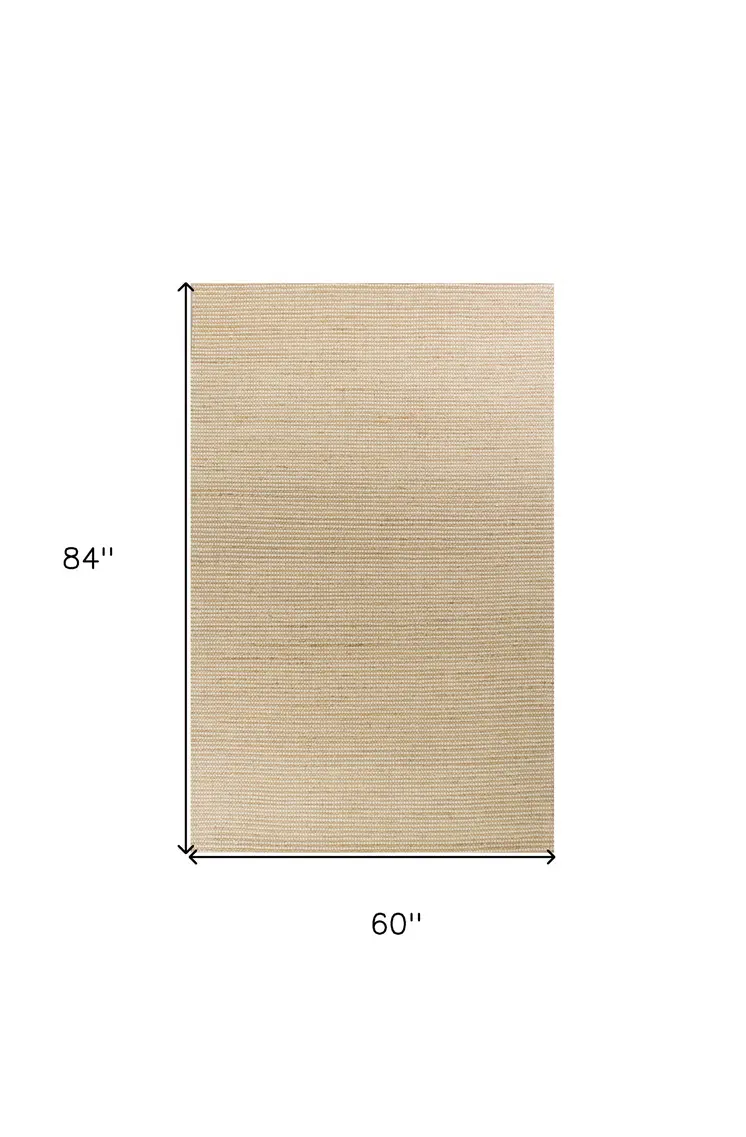 5' X 7' Ivory Hand Woven Area Rug