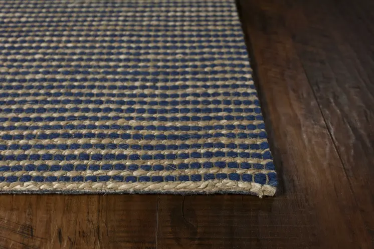 7' X 10' Blue And Beige Hand Woven Area Rug