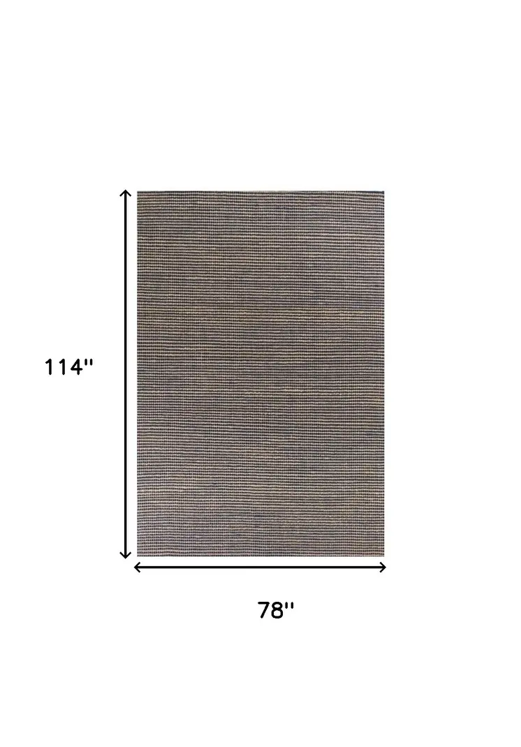 7' X 10' Blue And Beige Hand Woven Area Rug