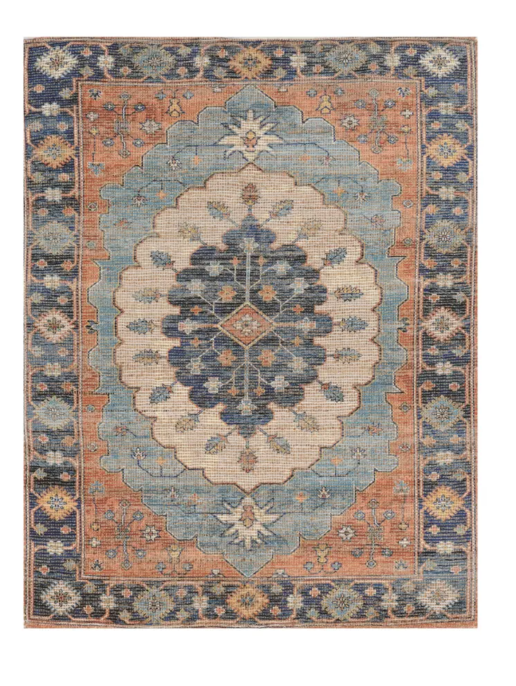 5' X 7' Blue Medallion Hand Woven Area Rug