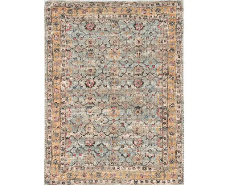 9' X 12' Blue And Beige Jute Floral Hand Woven Area Rug
