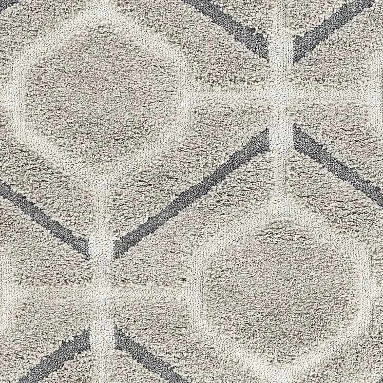 3' X 5' Light Gray Dark Gray And Teal Geometric Shag Area Rug