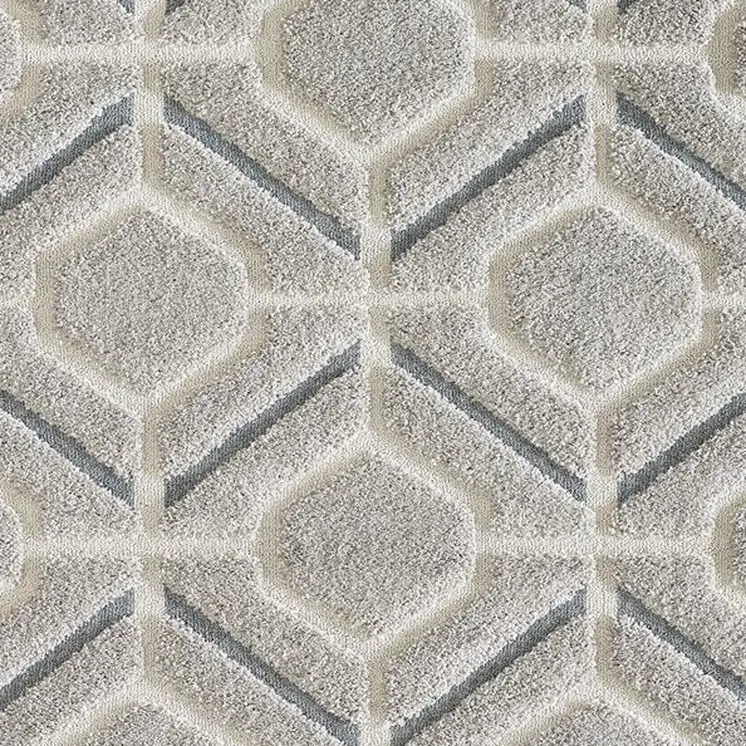 3' X 5' Light Gray Dark Gray And Teal Geometric Shag Area Rug