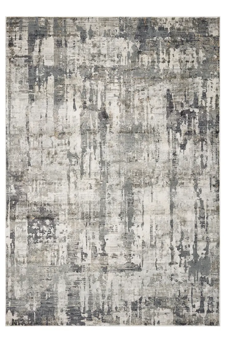 3' X 5' Light Gray And Dark Gray Abstract Distressed Area Rug