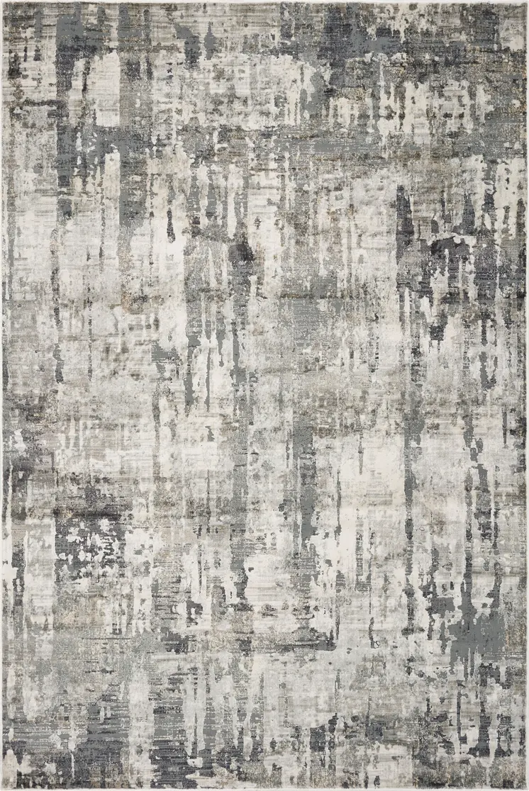 3' X 5' Light Gray And Dark Gray Abstract Distressed Area Rug
