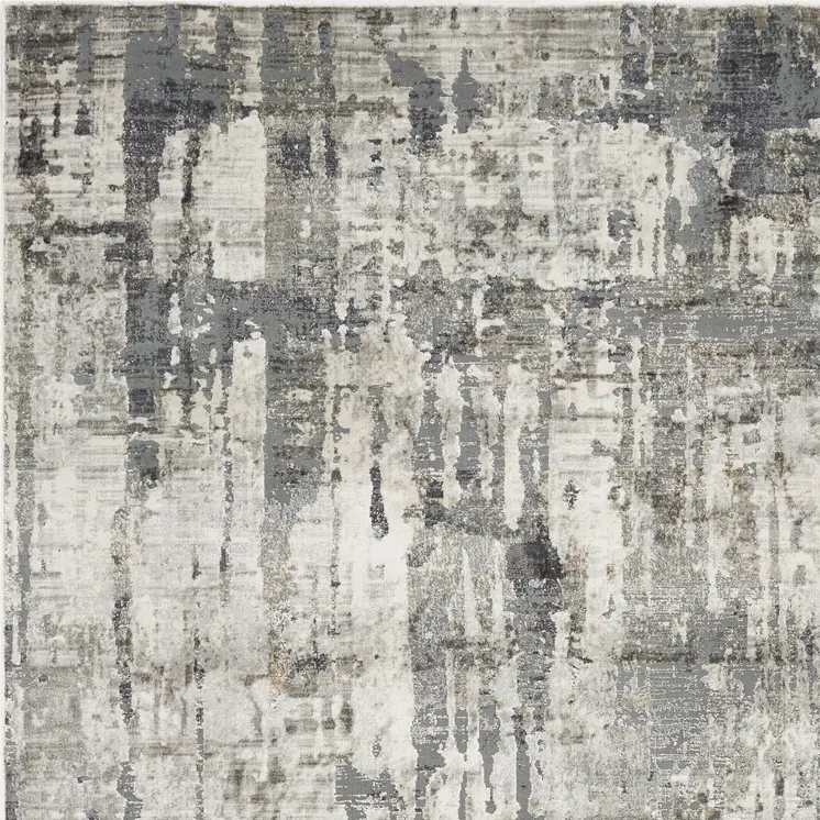 3' X 5' Light Gray And Dark Gray Abstract Distressed Area Rug