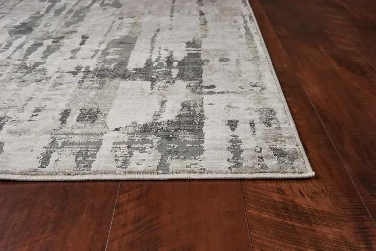 3' X 5' Light Gray And Dark Gray Abstract Distressed Area Rug
