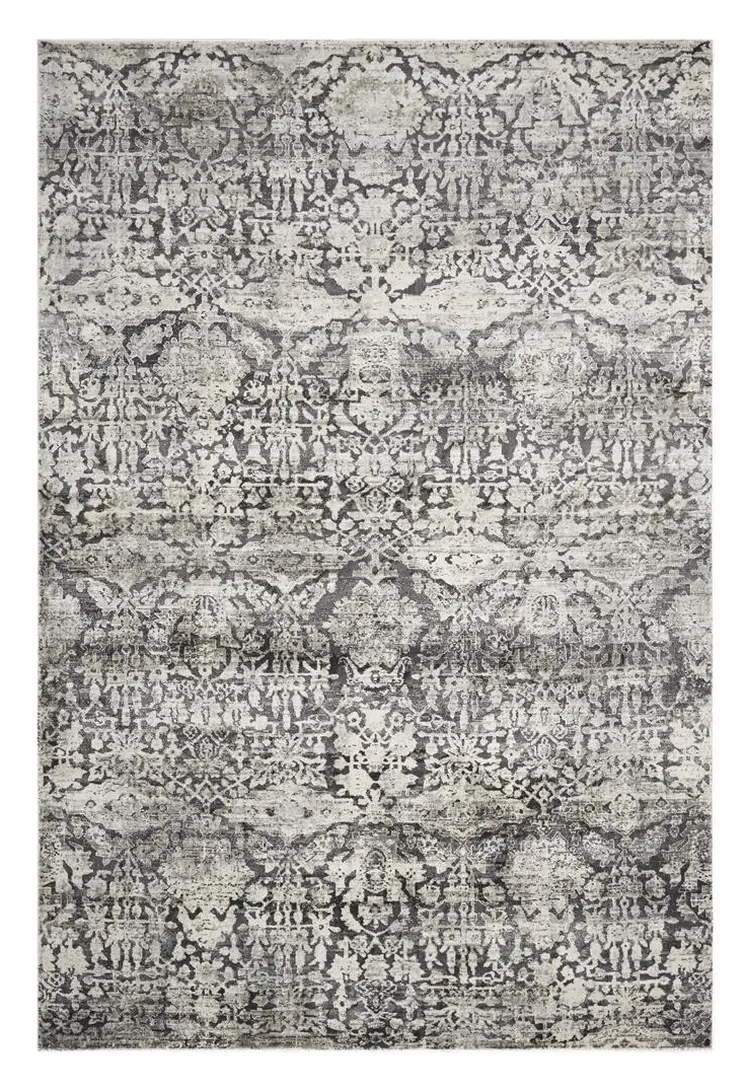 5' X 8' Gray Floral Area Rug