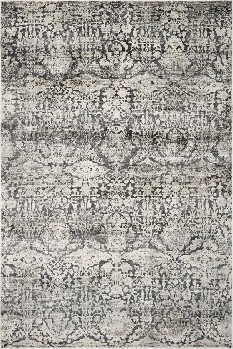 9' X 13' Gray Floral Area Rug