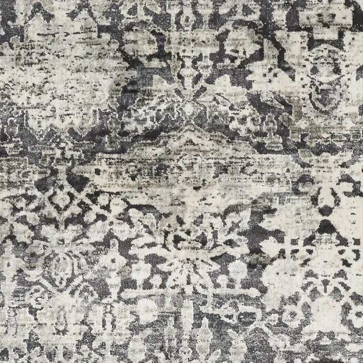 9' X 13' Gray Floral Area Rug