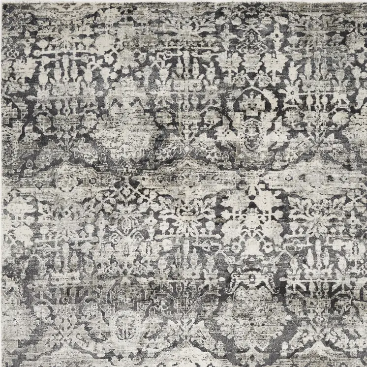9' X 13' Gray Floral Area Rug