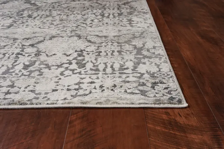 9' X 13' Gray Floral Area Rug