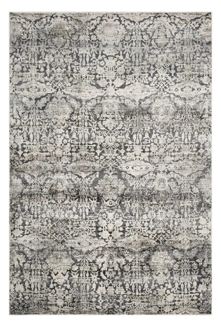 9' X 13' Gray Floral Area Rug