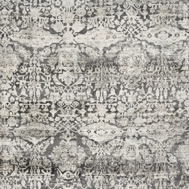 9' X 13' Gray Floral Area Rug