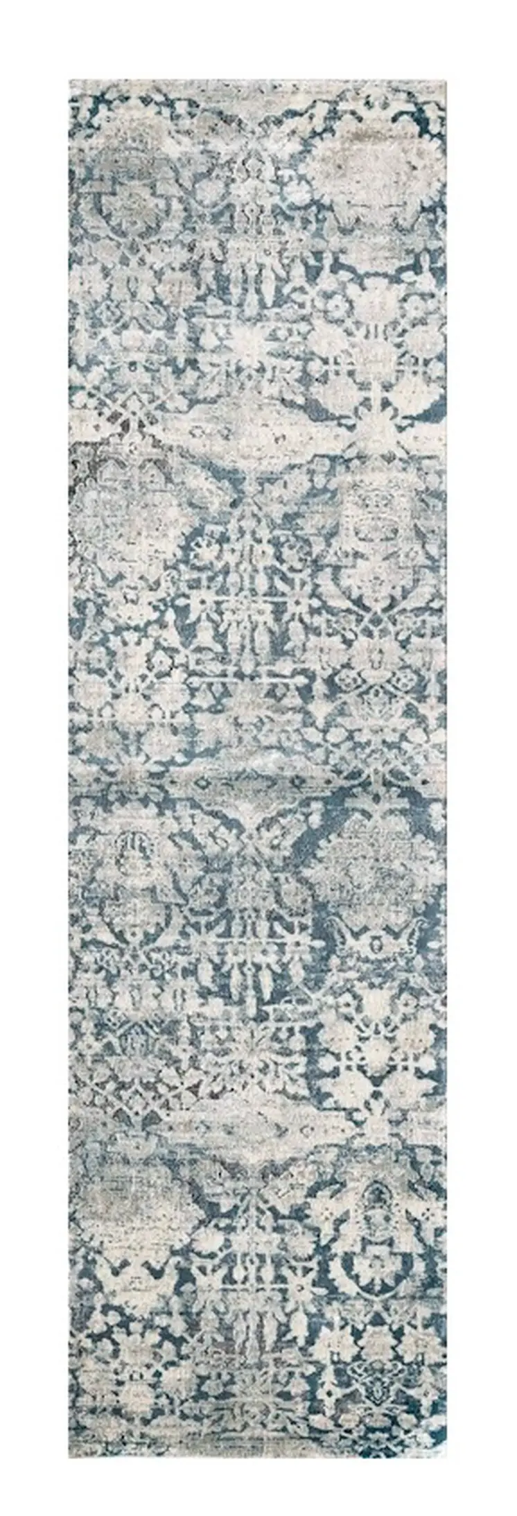8' Teal Floral Runner Rug