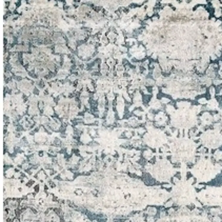 8' Teal Floral Runner Rug