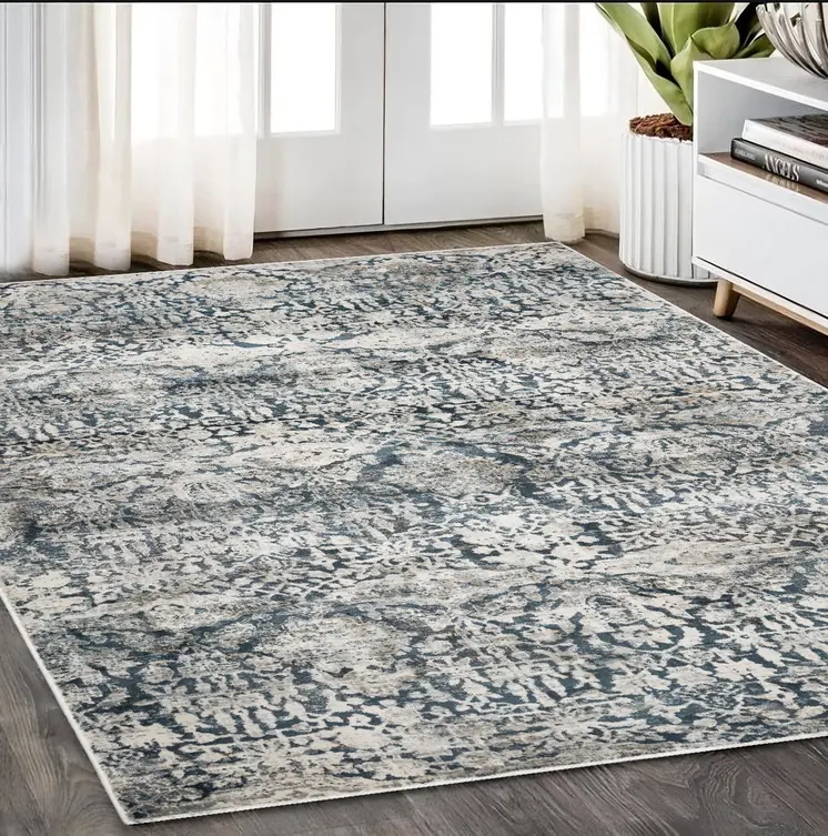 5' X 8' Teal Floral Area Rug