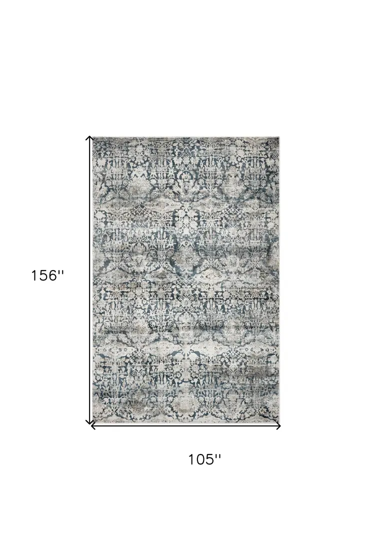 9' X 13' Teal Floral Area Rug