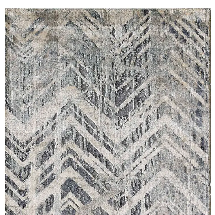 8' Gray Chevron Runner Rug