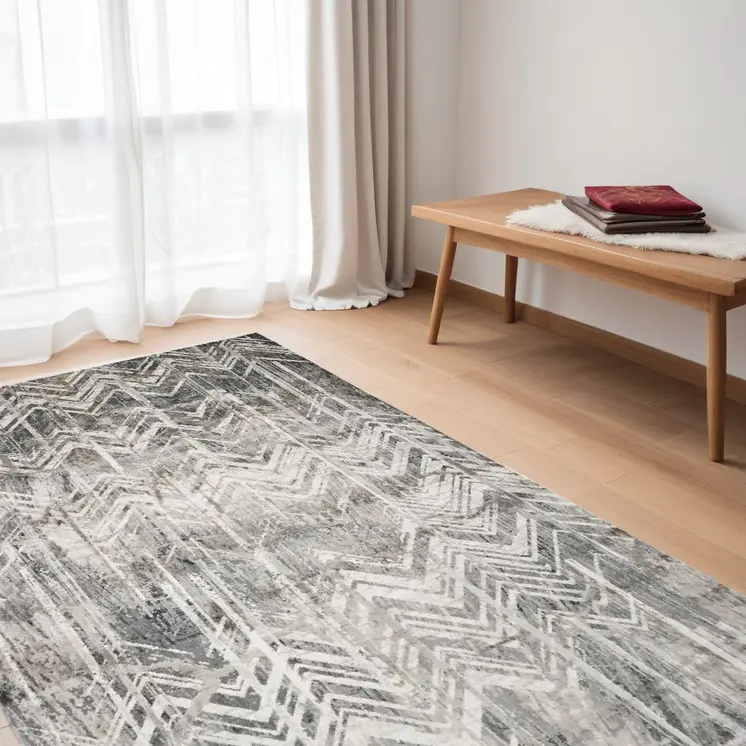 5' X 8' Gray Chevron Area Rug
