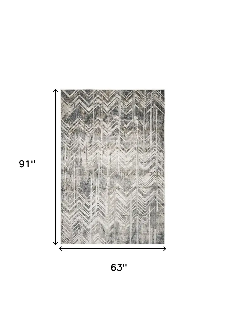 5' X 8' Gray Chevron Area Rug