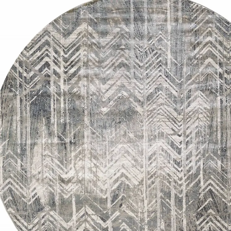 8' X 8' Gray Chevron Area Rug