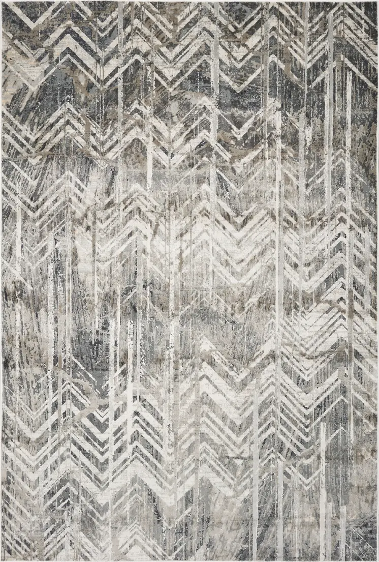 9' X 13' Gray Chevron Area Rug