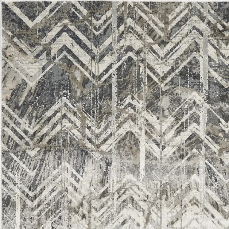 9' X 13' Gray Chevron Area Rug