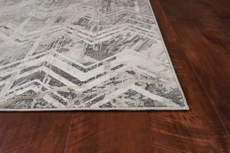 9' X 13' Gray Chevron Area Rug