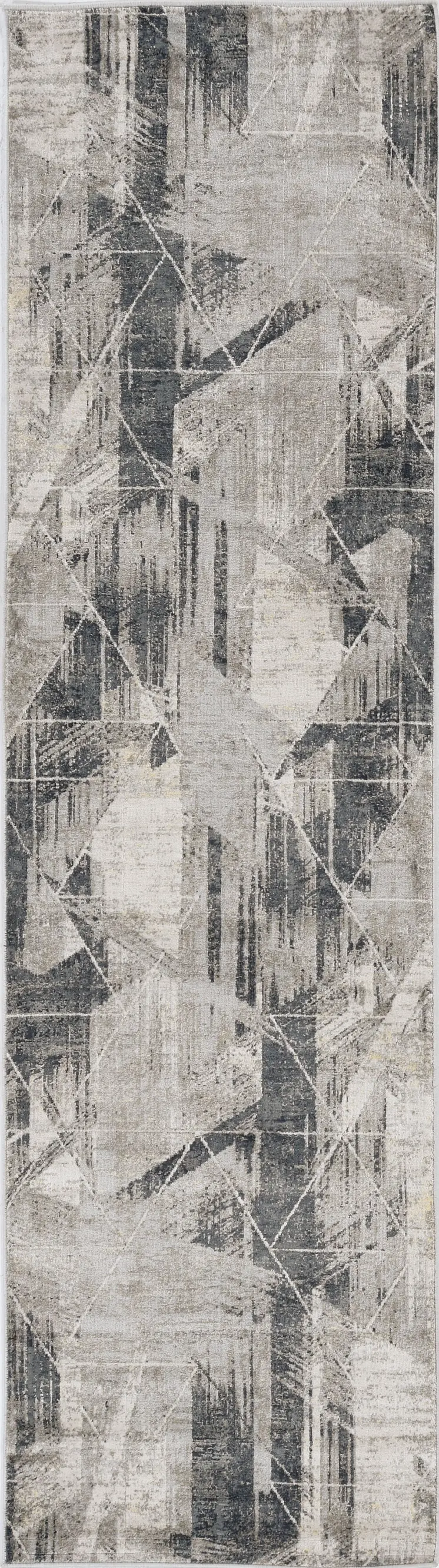 8' Gray Abstract Runner Rug