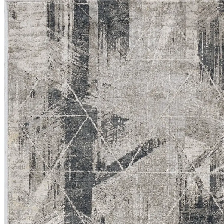 8' Gray Abstract Runner Rug