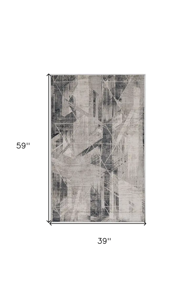 3' X 5' Gray Abstract Area Rug