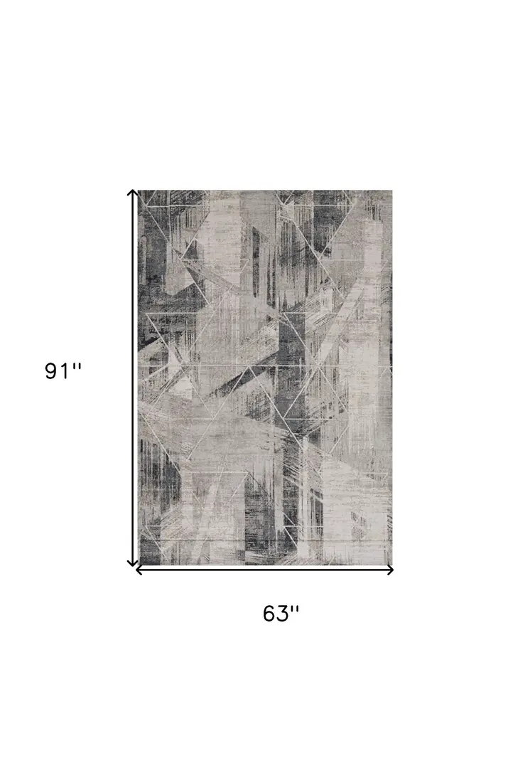 5' X 8' Gray Abstract Area Rug