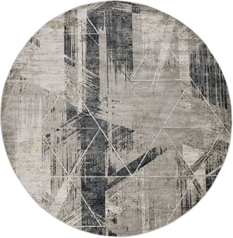 8' X 8' Gray Geometric Area Rug
